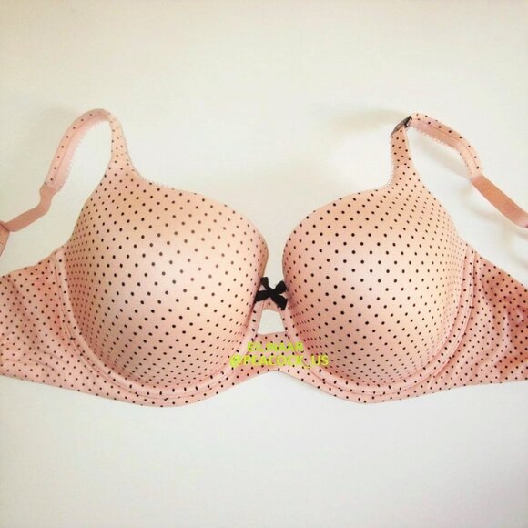 38DD/XL Victoria's Secret Body by Victoria Lined Demi Bra Set Thong Peach Dot - Picture 3 of 8